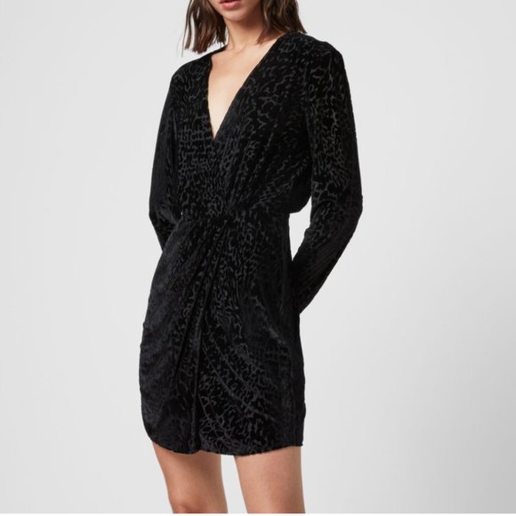 All Saints Dresses & Skirts - All Saints Laney Devore Velvet Long Sleeve Dress